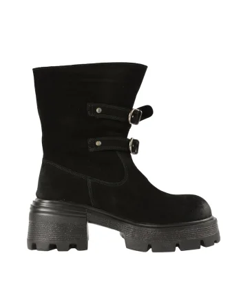 Bocanci casual, dama,  D28-7F negru, piele intoarsa, Negru