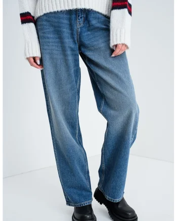 Blugi relaxed fit Leni, Albastru melange