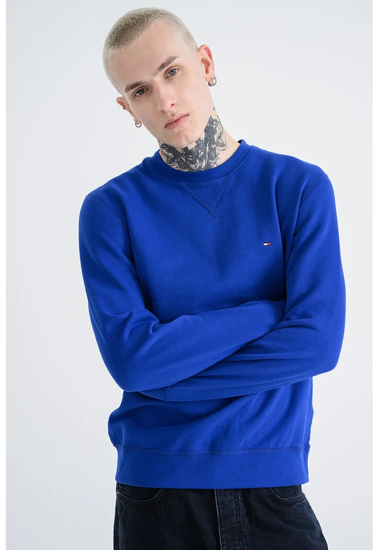 Bluza de trening din amestec de bumbac cu logo discret, Bleumarin