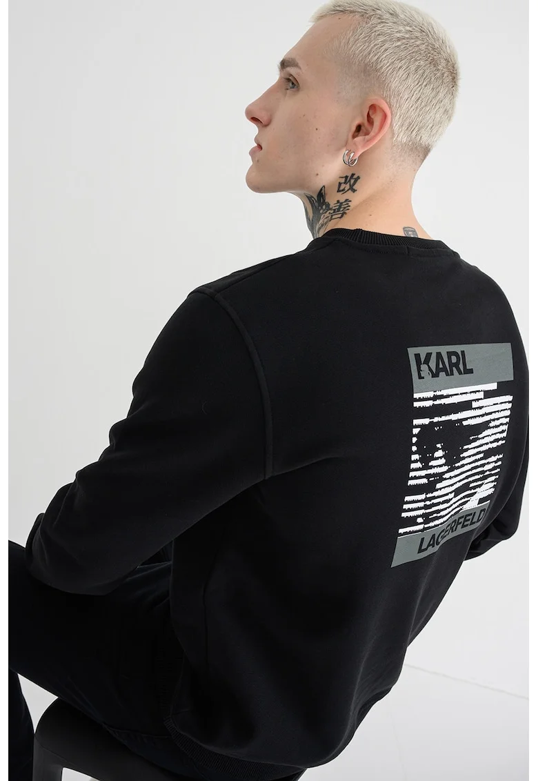 Bluza de trening cu imprimeu pe partea din spate, Negru