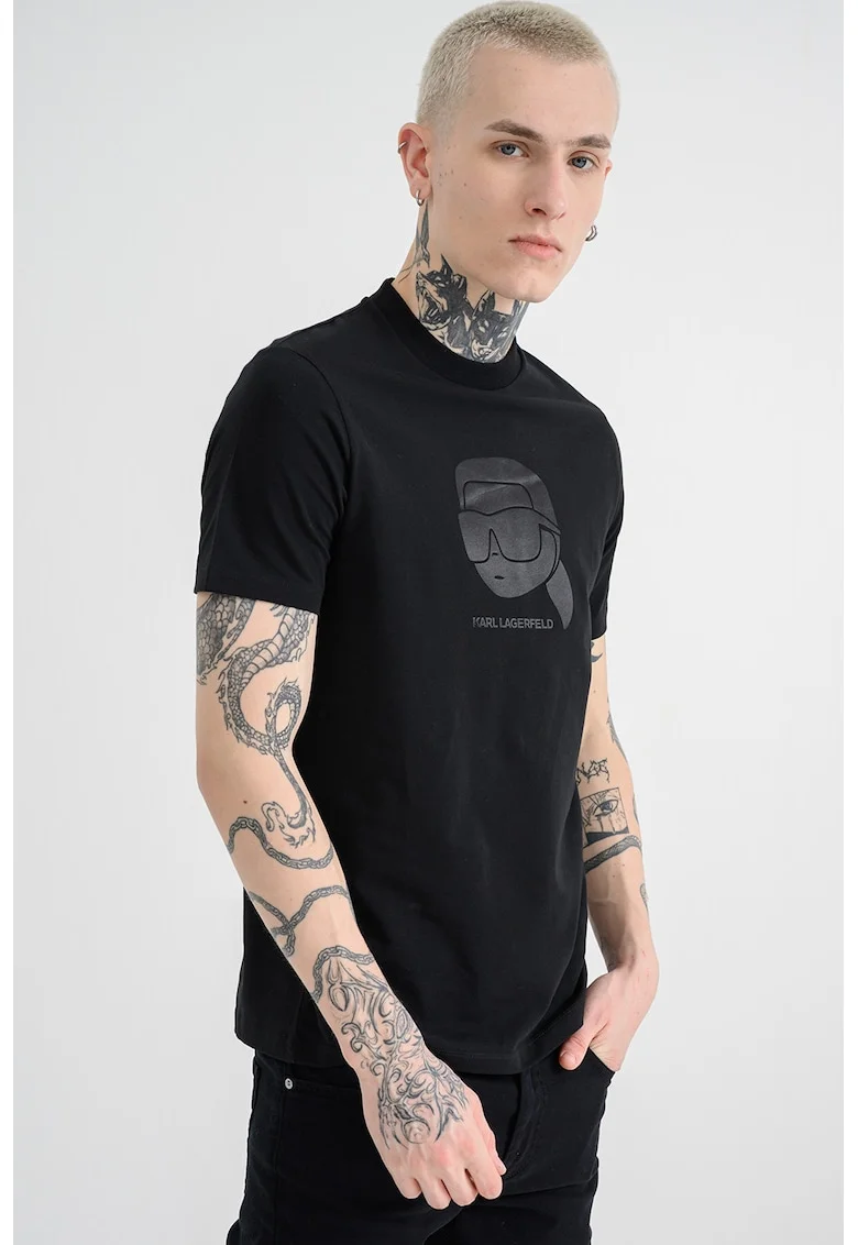 Tricou cu imprimeu logo, Negru