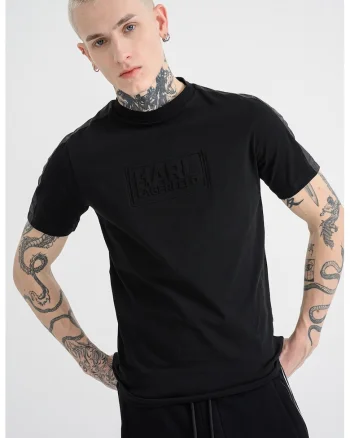 Tricou cu logo stantat, Negru