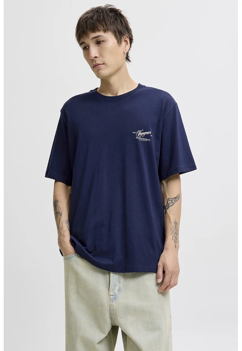 Tricou lejer cu imprimeu pe partea din spate, Portocaliu/Violet/Bleumarin