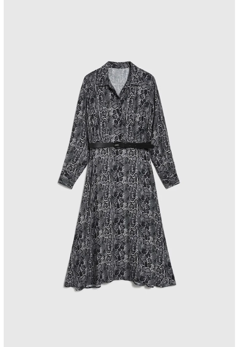 Rochie gri din viscoza cu curea, Gri