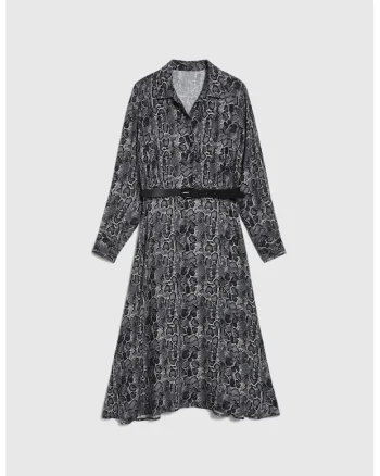 Rochie gri din viscoza cu curea, Gri