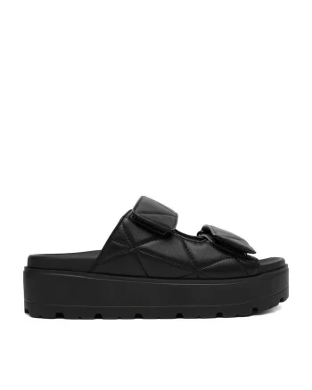 Papuci  dama, piele ecologica, Negru