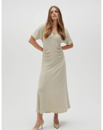Rochie bej cu dungi, Bej