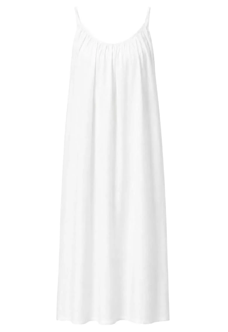 Rochie Maxi,  Fara maneci, Alb, Casual, Captusit