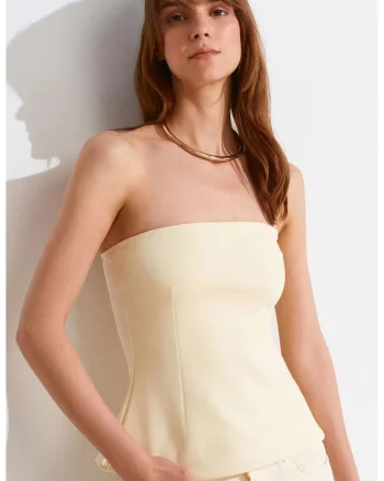 Bluza dama,  slim-fit, crem natural, bumbac