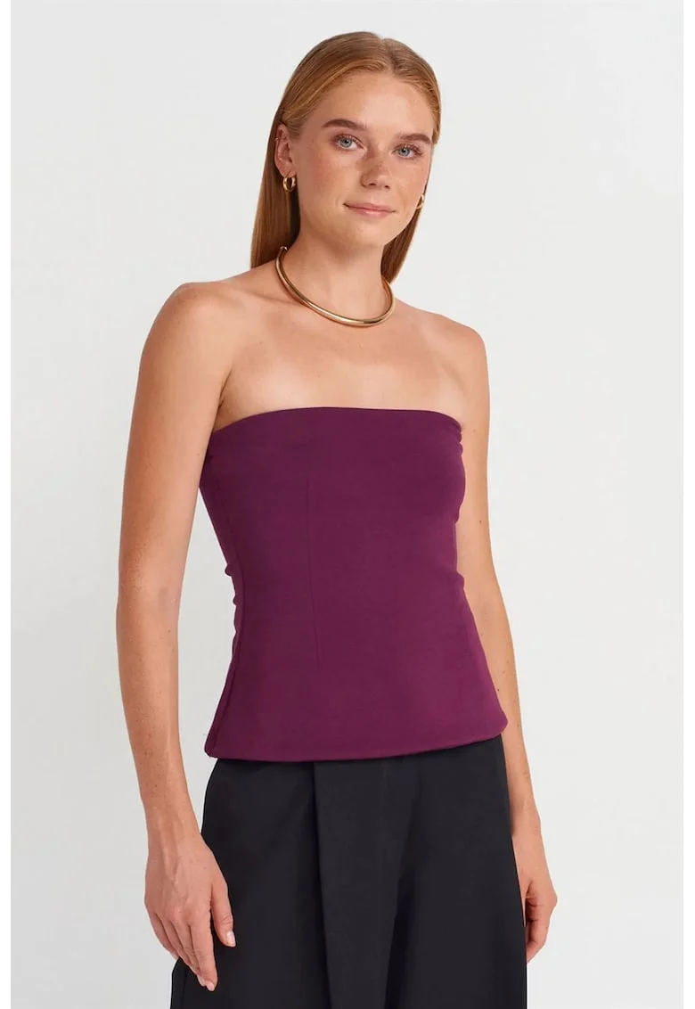 Bluza dama,  slim-fit, elastic, mov ametist, bumbac