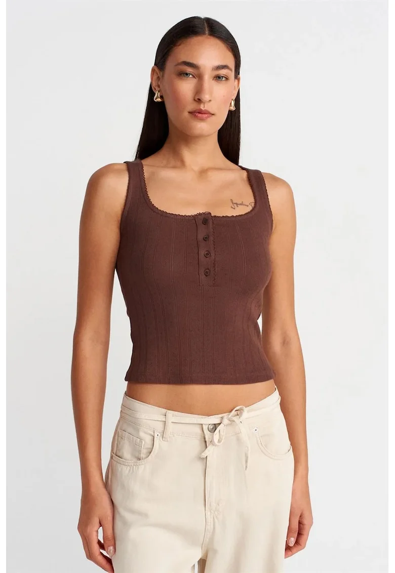 Bluza dama,  bluza slim fit, casual, maro nuc, 100% bumbac