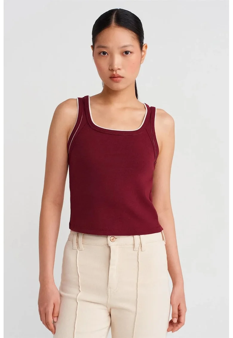 Bluza Cami,  bumbac reiat, rosu, casual, fara inchidere