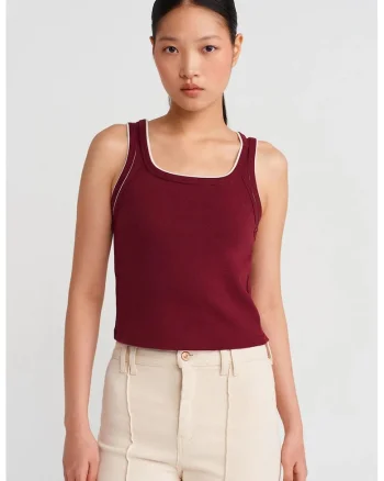 Bluza Cami,  bumbac reiat, rosu, casual, fara inchidere