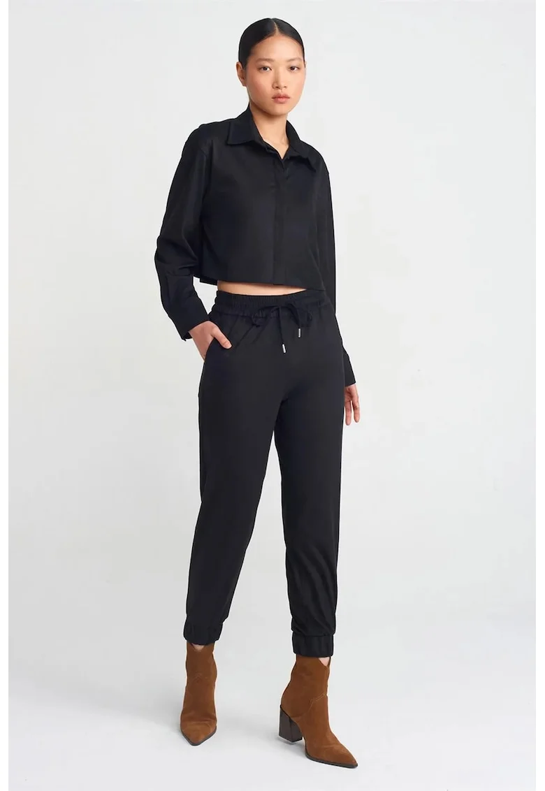 Pantaloni dama,  pantaloni casual, negru, Negru