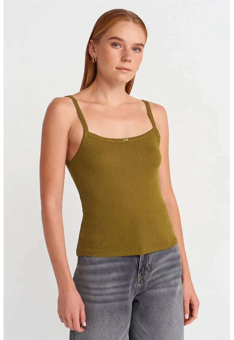 Bluza  bumbac modal texturat, verde masliniu, detaliu funda, slim fit