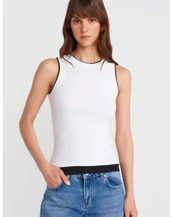 Bluze dama,  bluza fara maneci, alb, bumbac