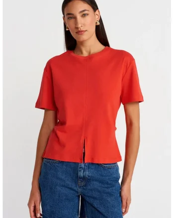 Tricou dama,  tricou din bumbac, maneca scurta, rosu