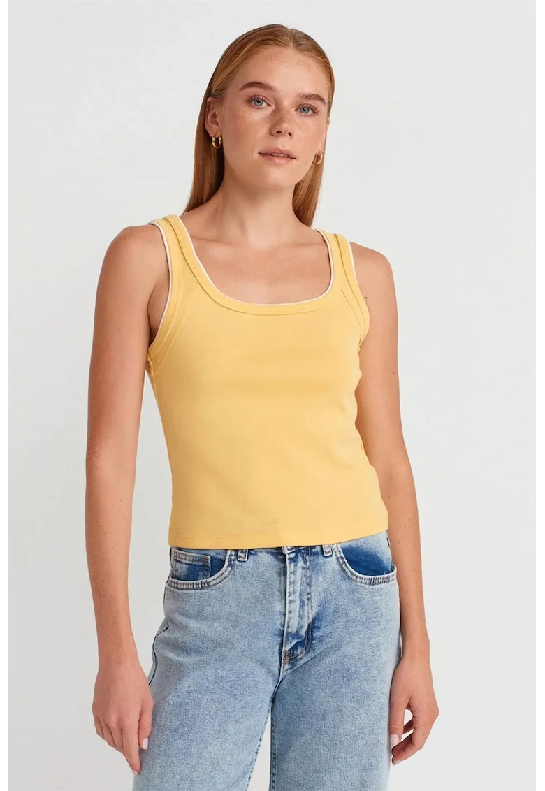 Bluza dama,  Cami, casual, galben lamaie, 100% bumbac