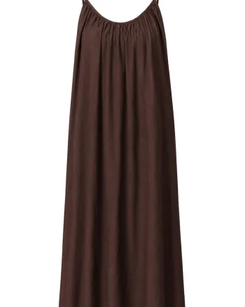 Rochie Maxi,  A-line, captusita, maro cafea, lyocell si poliester