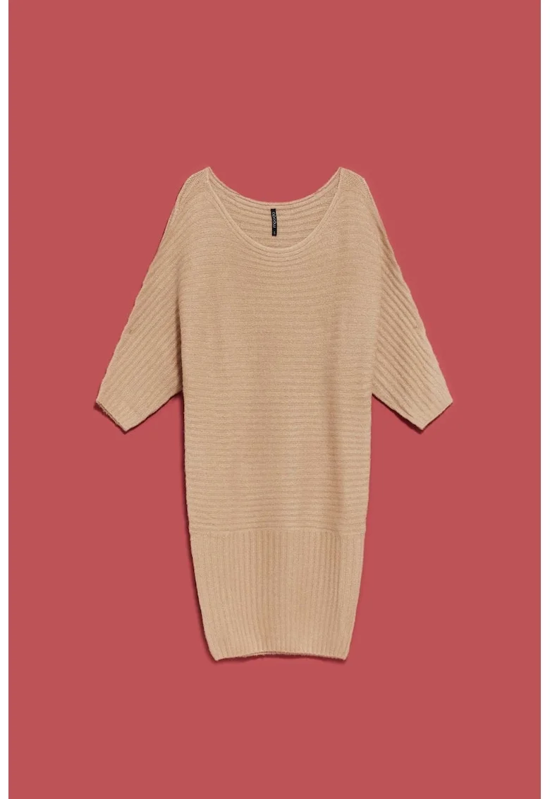 Rochie din tricot cu benzi, Bej