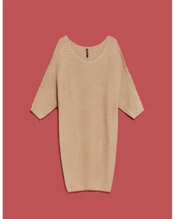 Rochie din tricot cu benzi, Bej