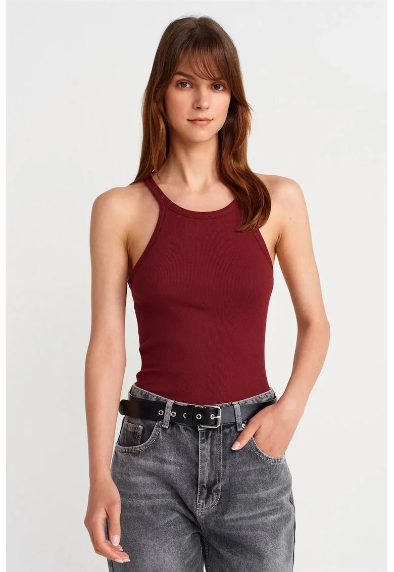 Bluze dama,  fara maneci, bumbac, rosu bordeaux