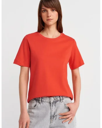 Tricou dama,  tricou din bumbac, maneca scurta, rosu caramiziu
