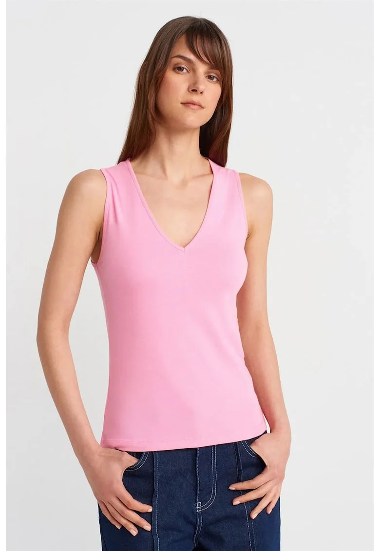 Bluza dama,  fara maneci, roz aprins, 100% bumbac
