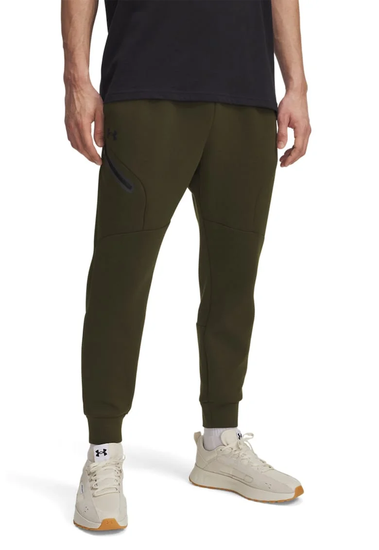 Pantaloni jogger slim fit din fleece Unstoppable, Kaki inchis