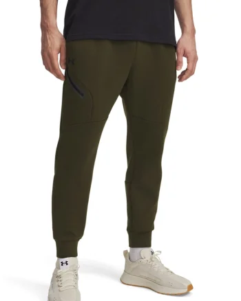 Pantaloni jogger slim fit din fleece Unstoppable, Kaki inchis