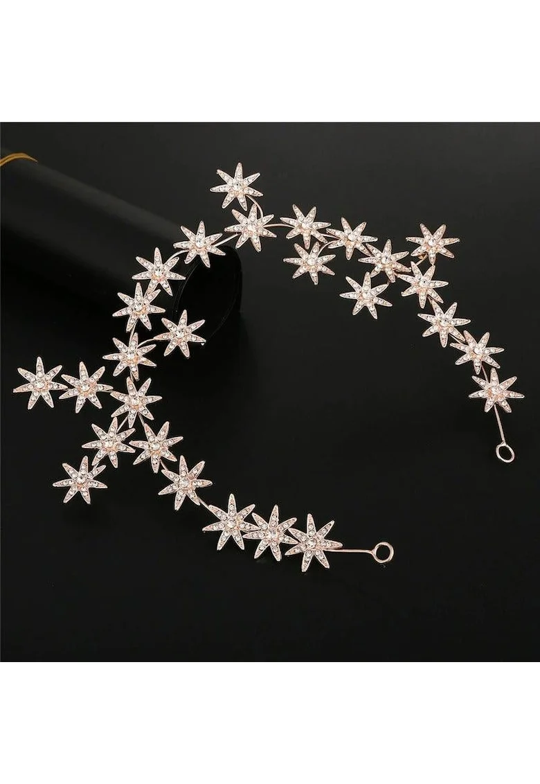 Coronita modelatoare, rose gold, cu stelute si pietre, Aniki C5,