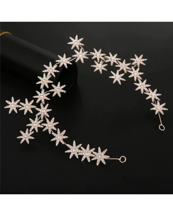 Coronita modelatoare, rose gold, cu stelute si pietre, Aniki C5,