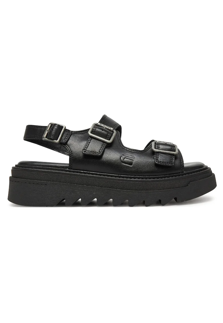 Sandale dama,  catarama, piele naturala, negru,