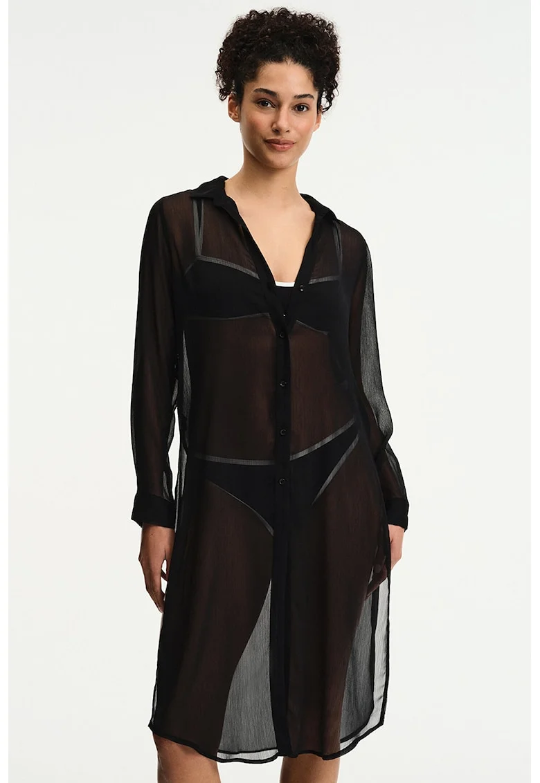 Camasa lejera transparenta, Negru