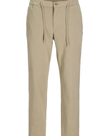 Pantaloni din stofa Barbati, Jack Jones, Bej, 72% bumbac, 23% poliester reciclat, 5% elastan, Bej
