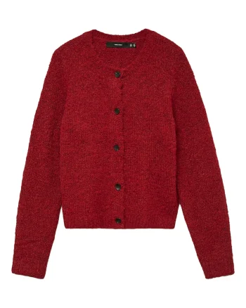 Cardigan dama,  Rosu, poliester reciclat, Rosu