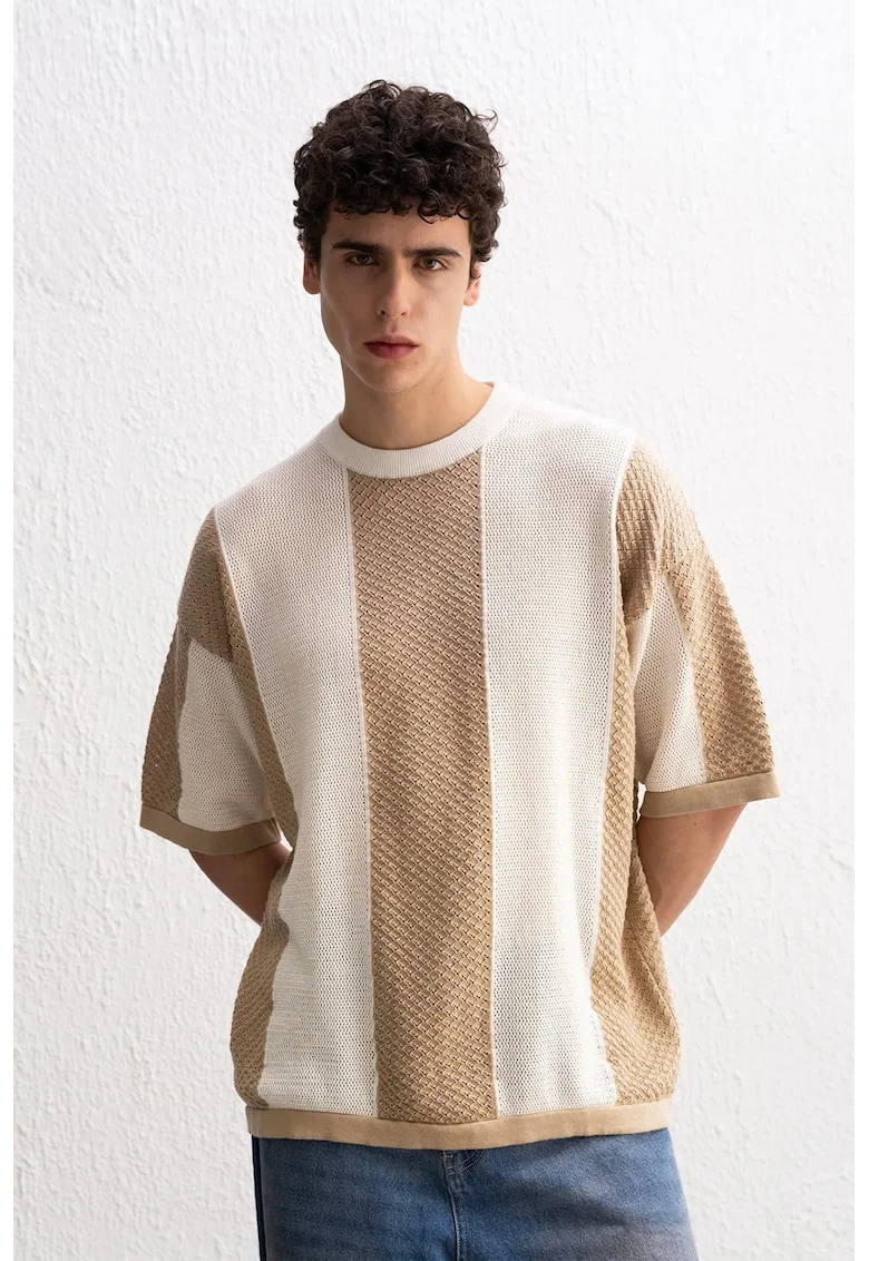 Tricou barbati  dungi, Bej