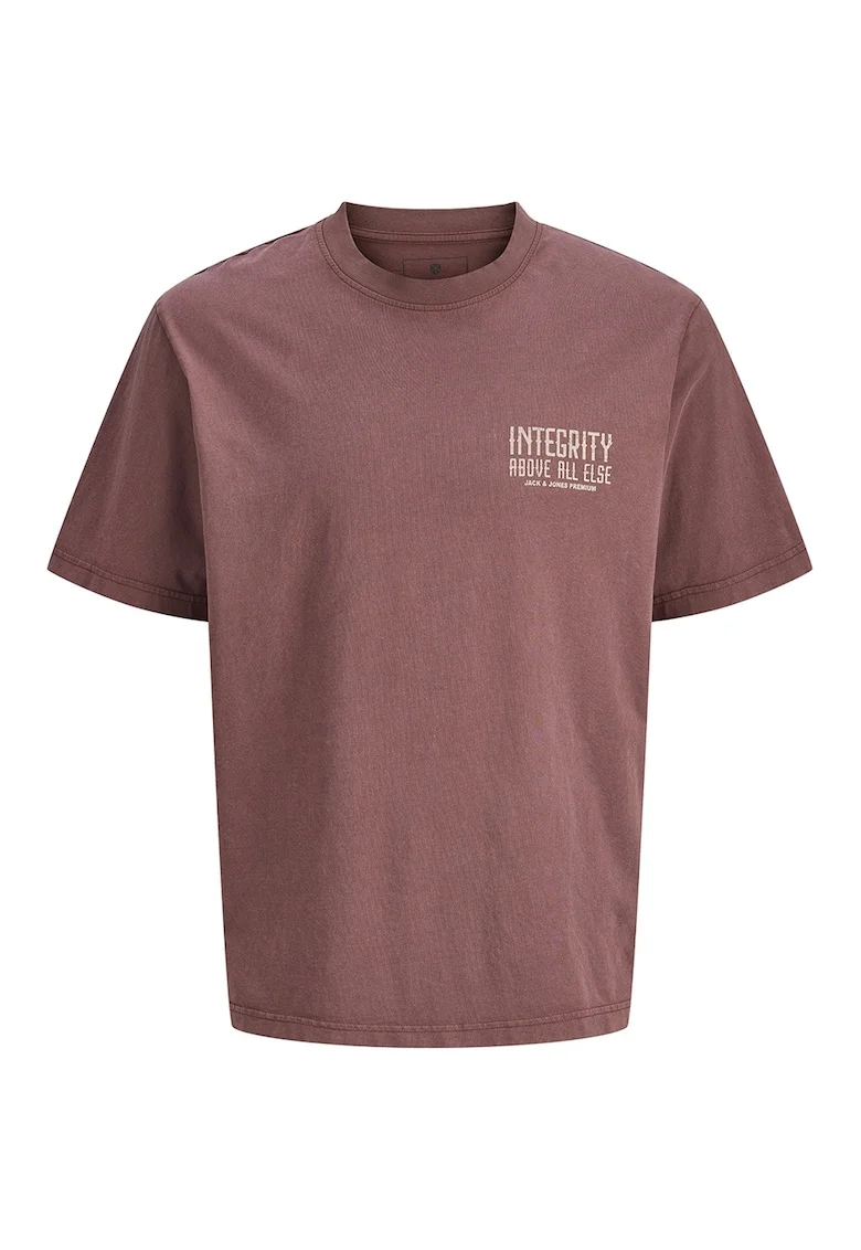 Tricou de bumbac organic cu imprimeu pe partea din spate, Rosu stins
