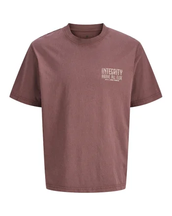 Tricou de bumbac organic cu imprimeu pe partea din spate, Rosu stins