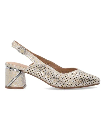Pantofi cu toc din piele cu model decupat,