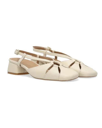 Pantofi Slingback din piele naturala cu decupaje