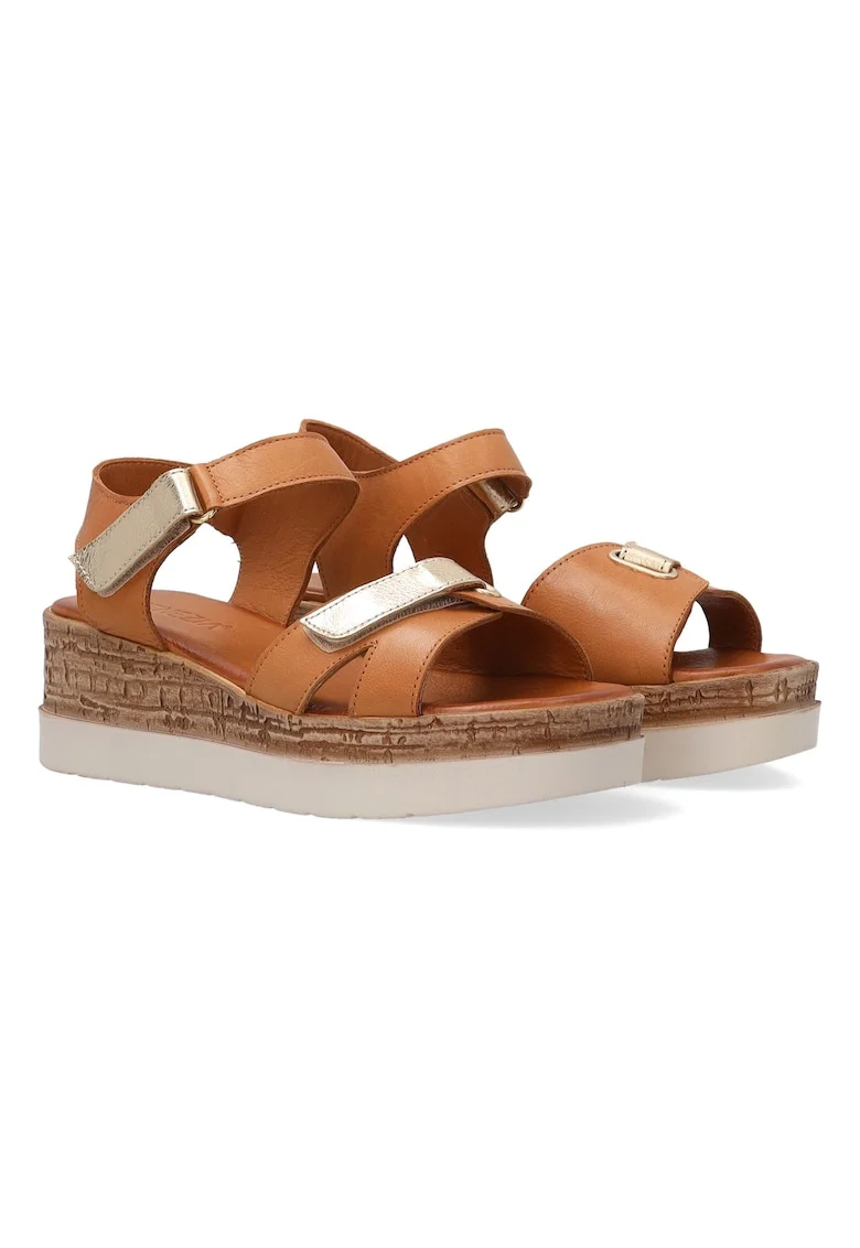 sandale din piele cu wedge