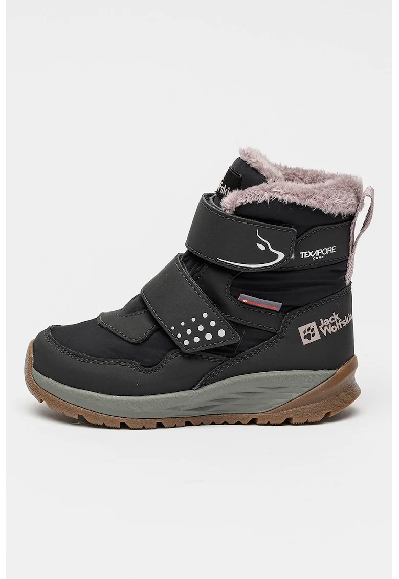 Ghete cu velcro si garnituri textile Polar Bear, Negru/Lila