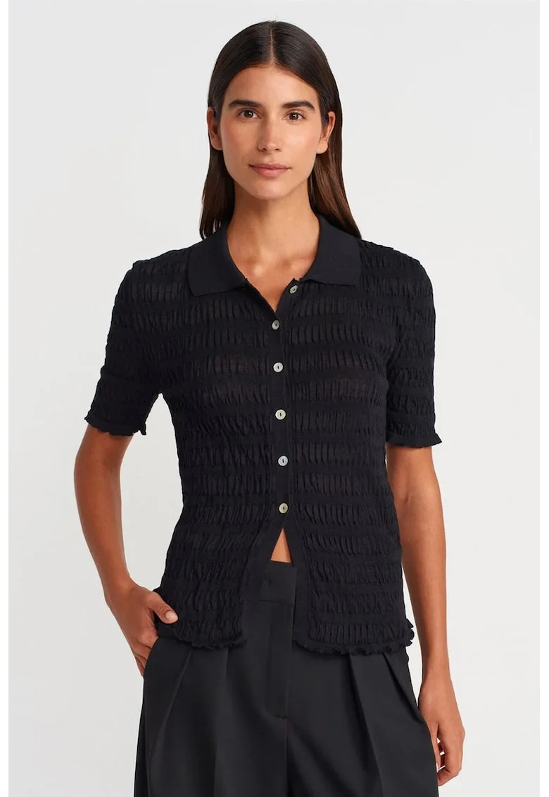 Tricou Femei,  mulat, maneca scurta, negru, amestec de bumbac si poliester,