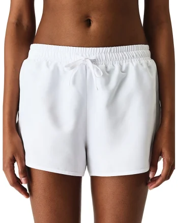 Pantaloni scurti de plaja cu snur, Alb