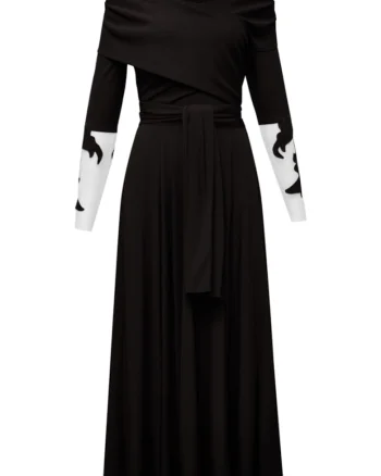 Rochie midi evazata cu maneci brodate Rimini