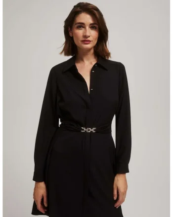 Rochie camasa cu curea, Negru
