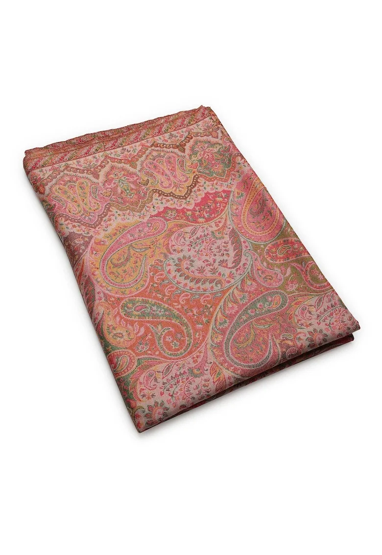 Esarfa din lana cu model etnic, Multicolor