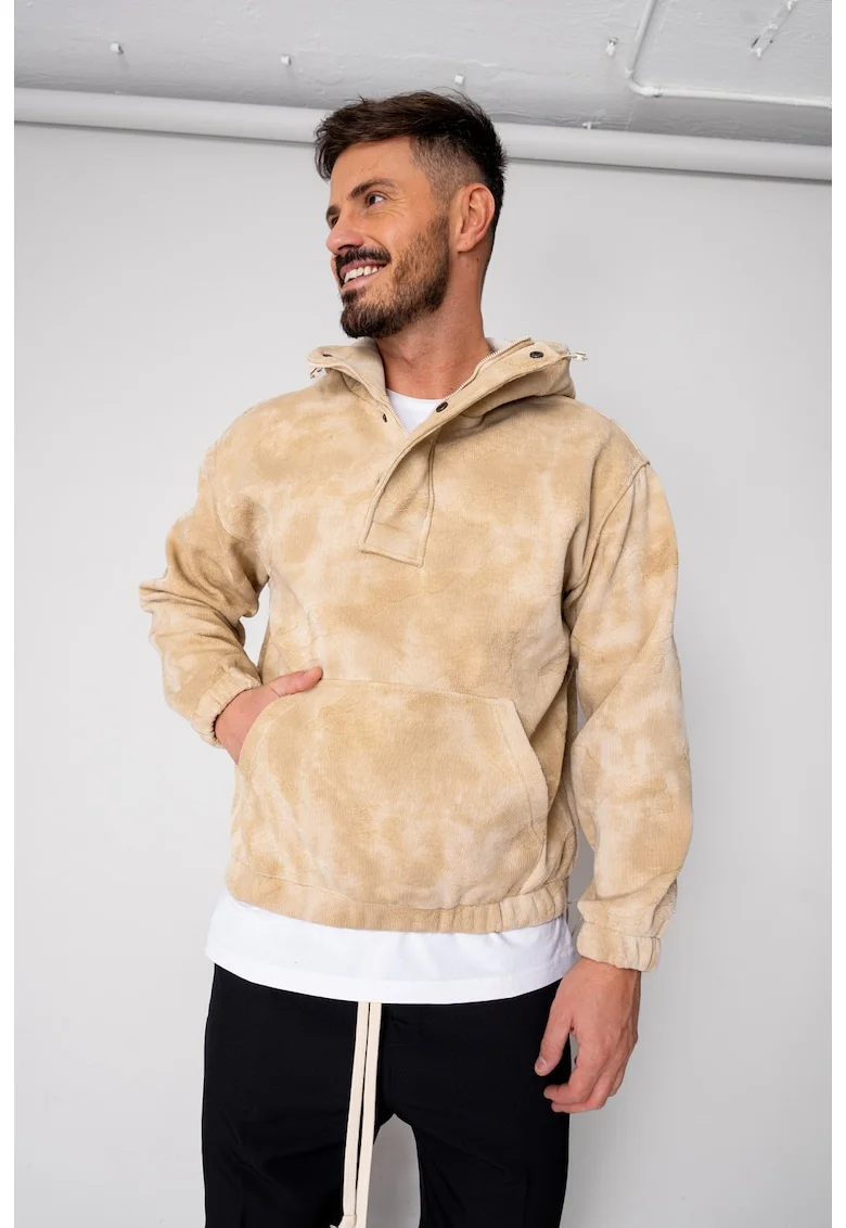 Hanorac cu fermoar scurt Beige 19007, Bej