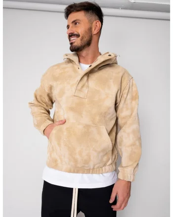 Hanorac cu fermoar scurt Beige 19007, Bej